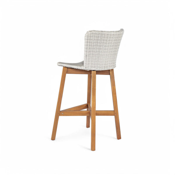 English Elm Christopher Knight Home® - Lymington Outdoor Bar Stool Set of 2 — Durable Acacia & Wicker Craft, Ergonomic 105° Backrest Comfort LIGHT GREY,Teak N775P278094G