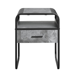 English Elm Raziela Modern Concrete Gray & Black End Table With Drawer - Stylish, Compact, And Versatile Design B2726P244955-GIGA
