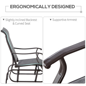 English Elm Outsunny Outdoor Glider Chair - Durable Steel Frame, Breathable Mesh, Perfect For Patio & Garden Comfort W2225P200748-GIGA