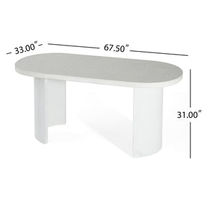 English Elm Christopher Knight Home® - Ellis Oval 67.5" Modern Outdoor Concrete Dining Table - White Terrazzo For Stylish Gatherings N773P285999T_N773P286000T