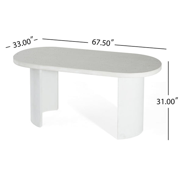 English Elm Christopher Knight Home® - Ellis Oval 67.5" Modern Outdoor Concrete Dining Table - White Terrazzo For Stylish Gatherings N773P285999T_N773P286000T