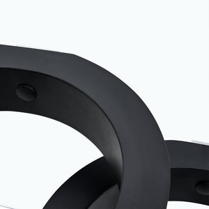 English Elm Modern Glass Top MDF Coffee Table with Interlocking Circle Base, Minimalist Living Room Centerpiece Black W3226P279046