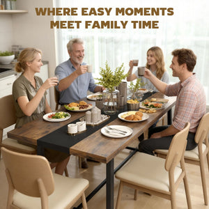 English Elm Homcom Industrial Dining Table Seats 8 Rustic Wood Grain Top Steel Frame W2225P485647