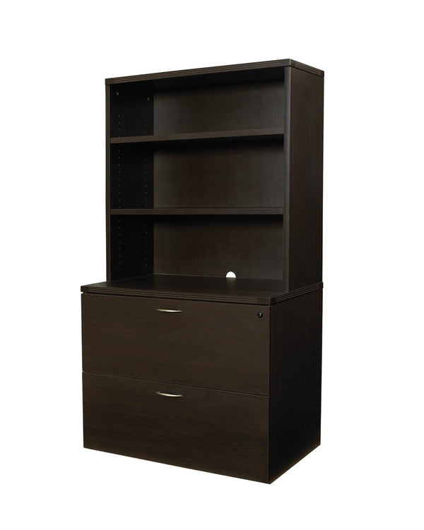 OSP Home Furnishings Napa 2 Drawer Lateral File Cabinet with Locking Drawers and Adjustable Shelf for Office Espresso NAP-12-ESP
