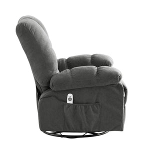 English Elm Massage Swivel Recliner Oversized Chair with Heating Nodes and Usb Port for Living Room Gray W1521P352671