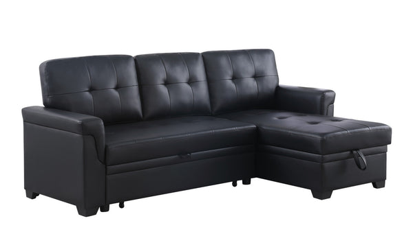 English Elm Jardin Tufted Vegan Leather Sleeper Sectional with Reversible Storage Chaise Modern Living B2749S00277