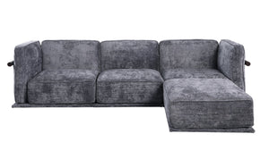English Elm 102 Inch Linen Modular Sectional Sofa with Hidden Storage and Cloud Cushion Comfort Dark Gray W1099S00189