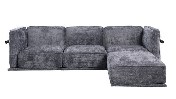 English Elm 102 Inch Linen Modular Sectional Sofa with Hidden Storage and Cloud Cushion Comfort Dark Gray W1099S00189