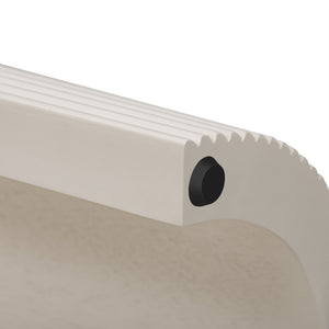 English Elm TREXM Modern Fluted Entryway Table with Oval Top, Two Handleless Drawers and Sleek Minimalist Design Champagne White N715P233435A