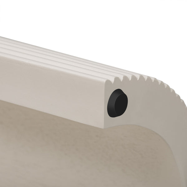 English Elm TREXM Modern Fluted Entryway Table with Oval Top, Two Handleless Drawers and Sleek Minimalist Design Champagne White N715P233435A