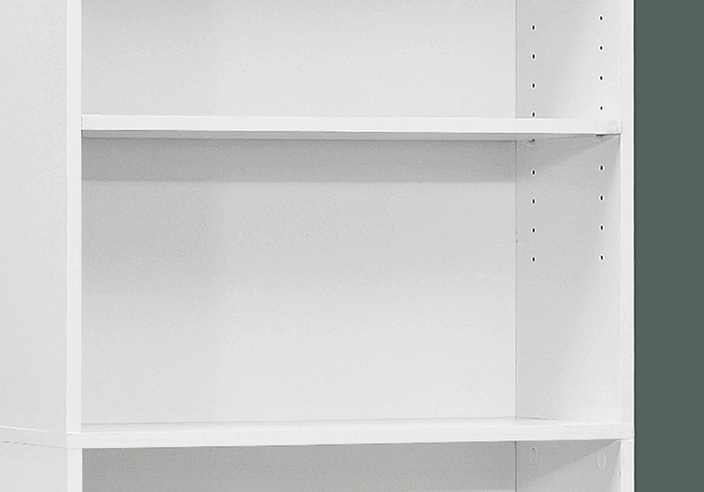 English Elm Bookshelf, Six Tier Tall White Laminate Unit for Home Office or Bedroom Storage B2710P219787
