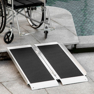 English Elm Homcom Folding Aluminum Wheelchair Ramp 3ft Non-slip 600lb Capacity Doorways W2225P229445