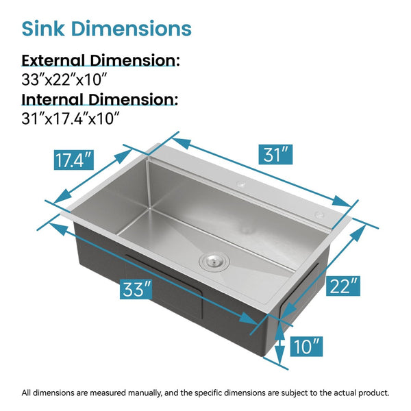 English Elm Stainless Steel Single Bowl Overmount Kitchen Sink with Cutting Board and Colander T3177P296186