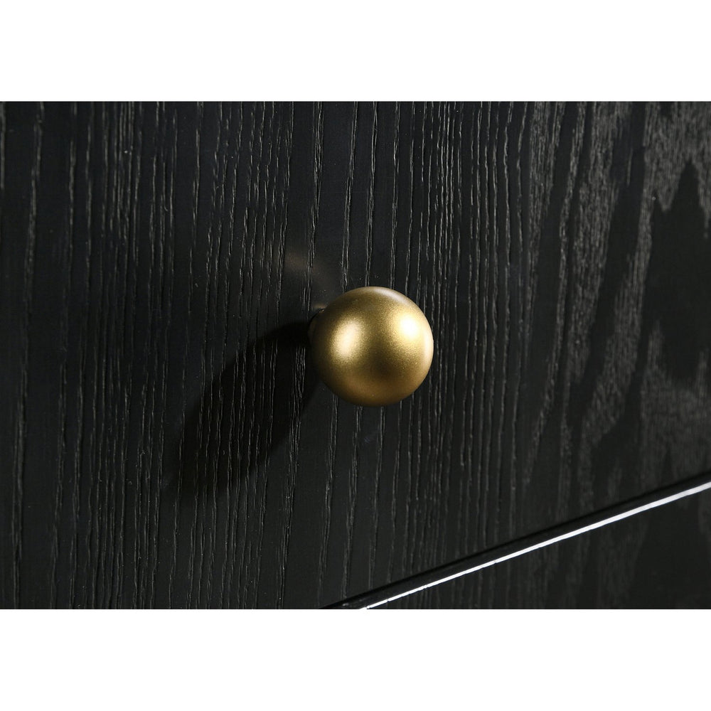 English Elm Anser Modern 5-Drawer Chest: Elegant Black Woodgrain Storage With Gold Accents For Any Bedroom B062P358456