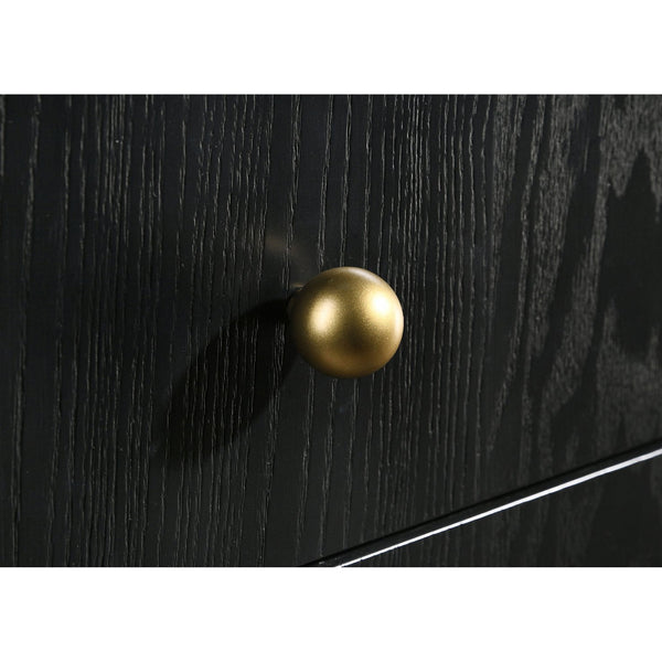 English Elm Anser Modern 5-Drawer Chest: Elegant Black Woodgrain Storage With Gold Accents For Any Bedroom B062P358456