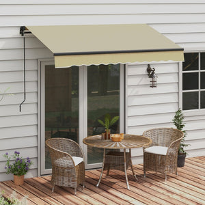 English Elm Outsunny 8' X 6.5' Manual Crank Retractable Awning - Uv Resistant Sunshade For Patios, Balconies, Yards W2225P200513-GIGA