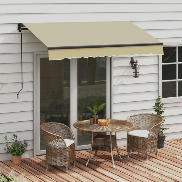 English Elm Outsunny 8' X 6.5' Manual Crank Retractable Awning - Uv Resistant Sunshade For Patios, Balconies, Yards W2225P200513-GIGA