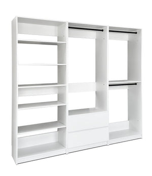 English Elm Prosper White Freestanding Walk In Wood Closet System – Durable Melamine Oak Finish, Modular Storage B040S00145