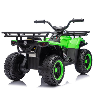 English Elm 24v Dual Motor Kids Atv Ride on with Led Lights Bluetooth Storage Racks Off Road Green W1578P390451