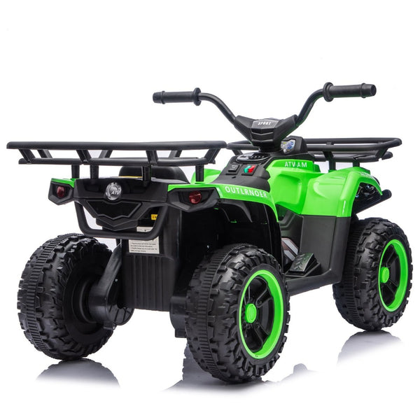 English Elm 24v Dual Motor Kids Atv Ride on with Led Lights Bluetooth Storage Racks Off Road Green W1578P390451