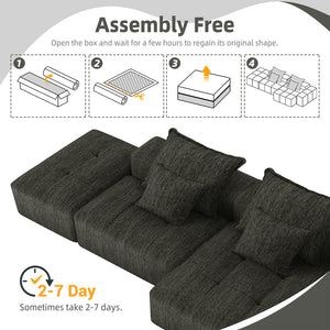 English Elm Modern Oversized Modular Sectional Sofa With Ottoman & Chaise, Soft Chenille Fabric & 4 Pillows W1885S00058