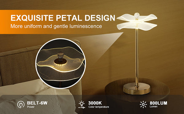 English Elm Led Acrylic Copper Gold Luminaire Table Lamp — 3W LED Lotus Shade, Mid-Century Modern Desk & Bedside B072P220152