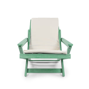 English Elm Pinecrest Outdoor Folding Lounge Chair Recycled Hdpe Reclining Patio Seat with Cushion Green B2745P409692