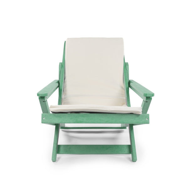 English Elm Pinecrest Outdoor Folding Lounge Chair Recycled Hdpe Reclining Patio Seat with Cushion Green B2745P409692