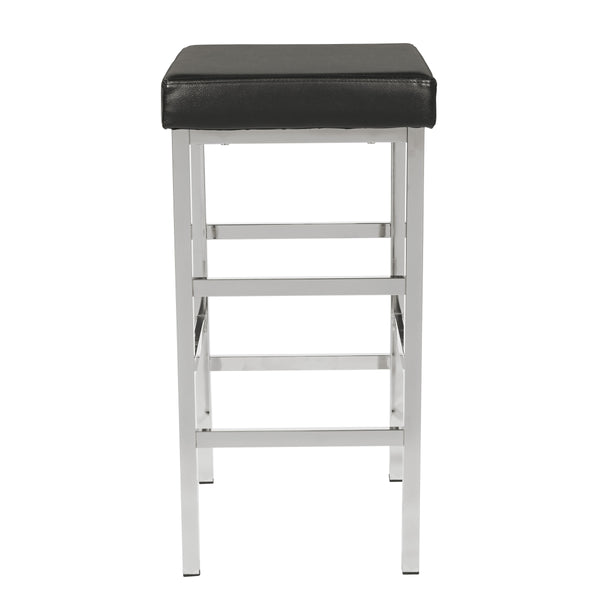 OSP Home Furnishings 30" Chrome Backless Stool Black