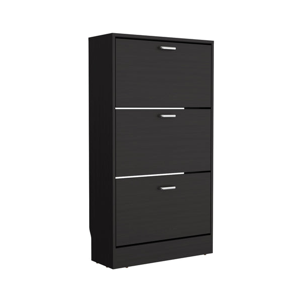 English Elm Inola High Pull Down Shoe Rack — Slim Triple-Tier Entryway Organizer in Black Wenge, Scratch-Resistant Finish B070P337147