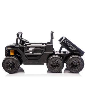 English Elm 24v 400w Six Wheel Kids Electric Dump Truck 4wd Remote Control Ride on Toy Black W1578P353176