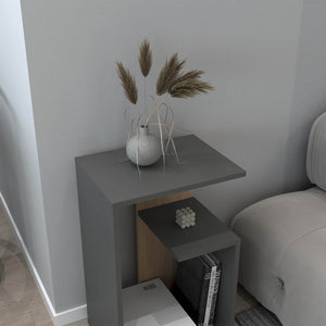 English Elm Side Table 25" H - Modern Matte Gray Design With 2 Open Shelves For Small Spaces & Versatile Use B097P296870-GIGA