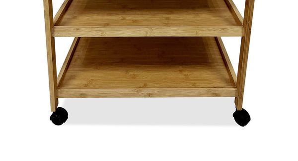 English Elm Modern Bamboo Trolley with Three Open Shelves and Drawer — Compact Mobile Kitchen Cart, 14.5"W x 34.5"H Natural 27 L x 18 W x 8 H B2741P342785