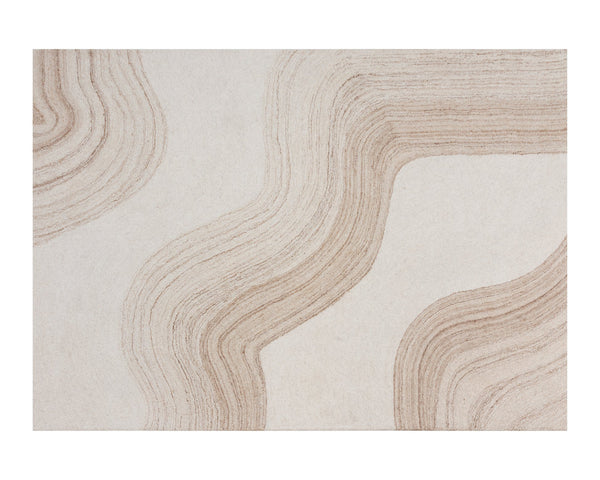 Sunpan Sanibel Hand-tufted Rug - Elegant Ivory And Beige Design With Nature-inspired Flowing Curves Taupe Wool 111985