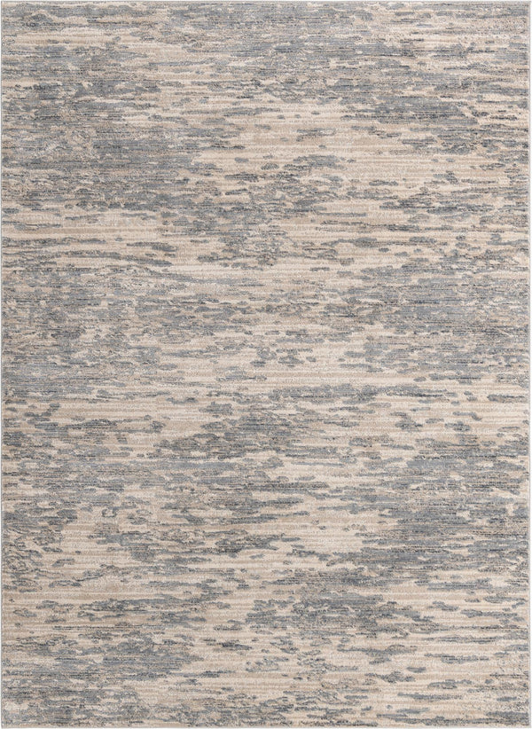 Unique Loom Oasis Water Machine Made Abstract Rug Gray, Ivory/Beige/Blue/Navy Blue 9' 0" x 12' 0"