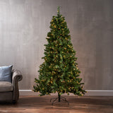 Christopher Knight Home® - Noble House - 7-foot Noble Fir Pre-Lit Clear String Light Hinged Artificial Christmas Tree