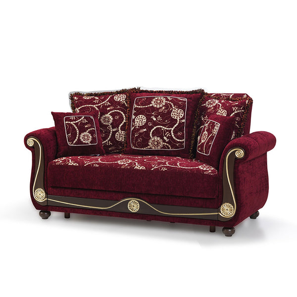 English Elm PrimeNest Timeberline Collection Upholstered Convertible Loveseat with Storage, Chenille Sleeper Sofa Foldout Burgundy B030P281787