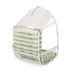 English Elm Christopher Knight Home® - Malia Hanging Chair - Cozy Indoor/Outdoor Wicker Basket Seat With Plush Cushions & Modern Design 67677.00WGRN
