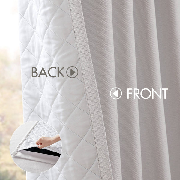 English Elm 2-pk 52x95 Total Blackout Curtain Panels Noise Reducing Embossed Bedroom Set White B035P496616