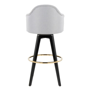 English Elm Fixed-height Swivel Barstools Upholstered Grey Fabric Black Wood Legs Kitchen Set of 2 Light Grey B202S01866