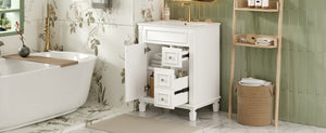English Elm 24" Bathroom Vanity With Elegant Ceramic Sink, Stylish Storage, And Timeless French Design For Small Spaces N710P318989K