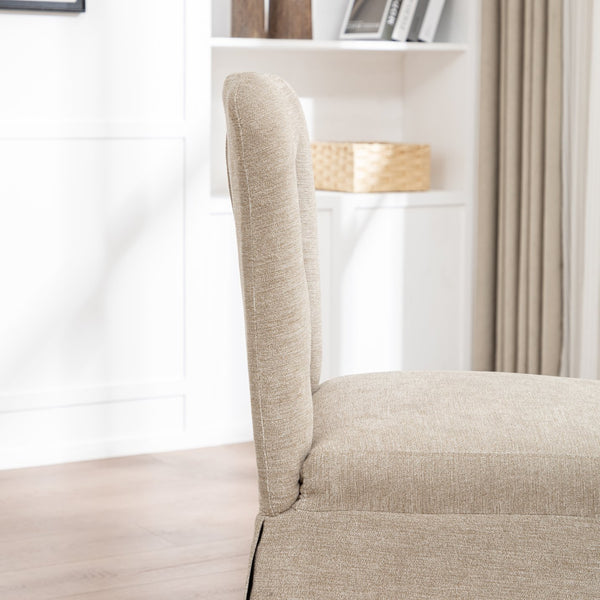 English Elm Linen Modern Dining Chairs Set of 2 — Padded Armless Fabric Side Chairs with Iron Legs, 250lb Capacity Brown W1170P365399