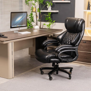 English Elm 500lbs Capacity Executive Office Chair Wide Spring Seat Ergonomic Lumbar Support Swivel W5201P418041