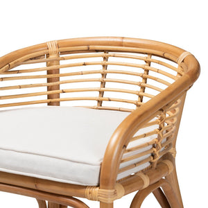 English Elm Modern Rattan Frame Counter Stool with Foam Padded Seat for Bohemian Coastal Kitchens B2750P470032