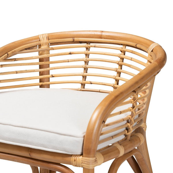 English Elm Modern Rattan Frame Counter Stool with Foam Padded Seat for Bohemian Coastal Kitchens B2750P470032