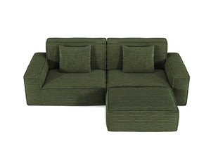 English Elm 106.3in Plush compressed sofa with large green stripes, vacuum-packed, high-rebound foam, wide seat comfort W3147S00021