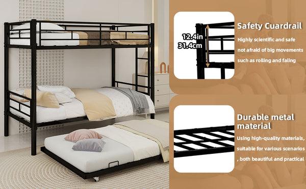 English Elm Heavy-duty Metal Twin over Twin Bunk Bed Black – Rust-Resistant Steel, Safety Rail, Non-Slip Ladder W1935P294225