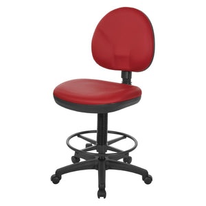 OSP Home Furnishings Sculptured Ergonomic Drafting Chair with Lumbar Support Padded Seat and Adjustable Footring Lipstick DC550-R100