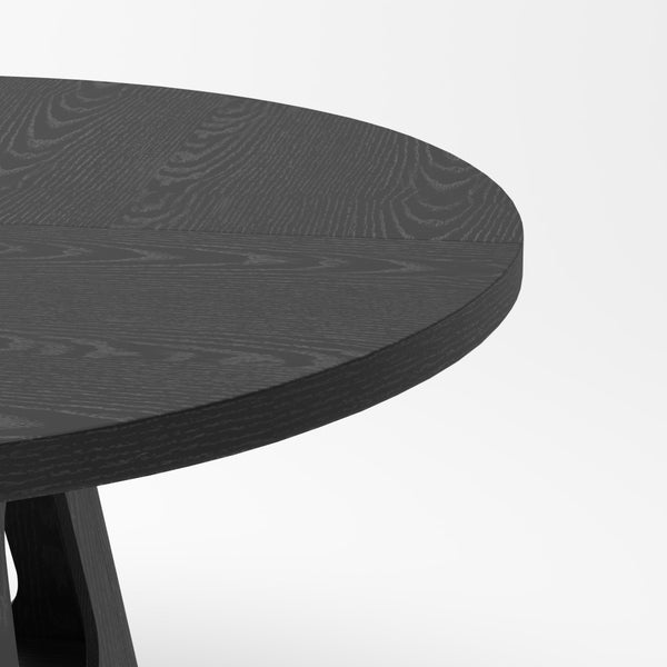 English Elm Round Farmhouse Dining Table 47 Inch Wooden Top with Lower Storage Shelf Seats Six Black W757P367147
