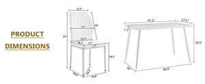 English Elm Table and Chair Set Marble Glass Top Silver Legs Four Seat Modern Dining W1151S04641